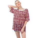 Whimsy Chickens Pattern Oversized Chiffon Top