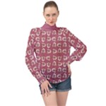 Whimsy Chickens Pattern High Neck Long Sleeve Chiffon Top