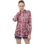 Whimsy Chickens Pattern Long Sleeve Satin Shirt