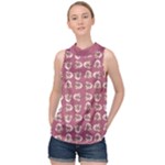 Whimsy Chickens Pattern High Neck Satin Top