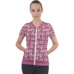 Whimsy Chickens Pattern Short Sleeve Zip Up Jacket