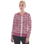 Whimsy Chickens Pattern Velvet Zip Up Jacket