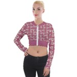 Whimsy Chickens Pattern Long Sleeve Cropped Velvet Jacket