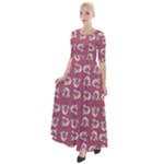 Whimsy Chickens Pattern Half Sleeves Maxi Dress