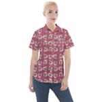 Whimsy Chickens Pattern Women s Short Sleeve Pocket Shirt