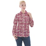 Whimsy Chickens Pattern Women s Long Sleeve Pocket Shirt