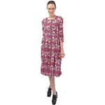 Whimsy Chickens Pattern Ruffle End Midi Chiffon Dress