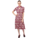 Whimsy Chickens Pattern Keyhole Neckline Chiffon Dress