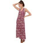 Whimsy Chickens Pattern V-Neck Chiffon Maxi Dress