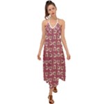 Whimsy Chickens Pattern Halter Tie Back Dress 