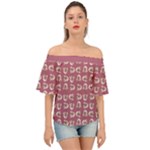 Whimsy Chickens Pattern Off Shoulder Short Sleeve Top