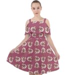 Whimsy Chickens Pattern Cut Out Shoulders Dress