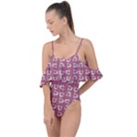 Whimsy Chickens Pattern Drape Piece Swimsuit