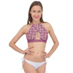 Whimsy Chickens Pattern Cross Front Halter Bikini Top