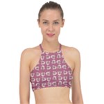 Whimsy Chickens Pattern Halter Bikini Top