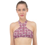 Whimsy Chickens Pattern High Neck Bikini Top