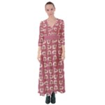 Whimsy Chickens Pattern Button Up Maxi Dress