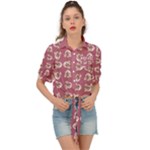 Whimsy Chickens Pattern Tie Front Shirt 