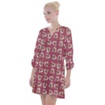 Whimsy Chickens Pattern Open Neck Shift Dress