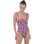 Whimsy Chickens Pattern Tie Strap One Piece Swimsuit