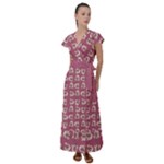 Whimsy Chickens Pattern Flutter Sleeve Maxi Dress