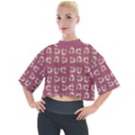 Whimsy Chickens Pattern Mock Neck T-Shirt