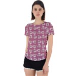 Whimsy Chickens Pattern Back Cut Out Sport T-Shirt