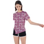 Whimsy Chickens Pattern Asymmetrical Short Sleeve Sports T-Shirt