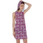 Whimsy Chickens Pattern Racer Back Hoodie Dress