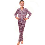 Whimsy Chickens Pattern Kids  Satin Long Sleeve Pajamas Set