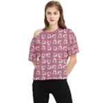 Whimsy Chickens Pattern One Shoulder Cut Out T-Shirt