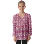 Whimsy Chickens Pattern Kids  V Neck Casual Top