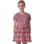 Whimsy Chickens Pattern Kids  Short Sleeve Pinafore Style Dress