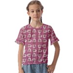 Whimsy Chickens Pattern Kids  Cuff Sleeve Scrunch Bottom T-Shirt