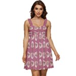 Whimsy Chickens Pattern Ruffle Strap Babydoll Chiffon Dress