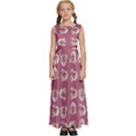 Whimsy Chickens Pattern Kids  Satin Sleeveless Maxi Dress