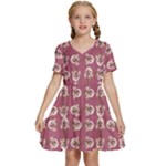 Whimsy Chickens Pattern Kids  Short Sleeve Tiered Mini Dress