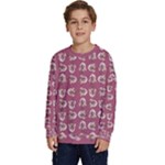 Whimsy Chickens Pattern Kids  Crewneck Sweatshirt