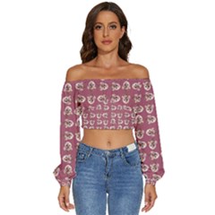 Long Sleeve Crinkled Weave Crop Top 