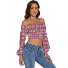 Long Sleeve Crinkled Weave Crop Top 