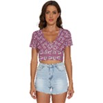 Whimsy Chickens Pattern V-Neck Crop Top