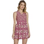 Whimsy Chickens Pattern Sleeveless High Waist Mini Dress