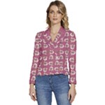 Whimsy Chickens Pattern Women s Long Sleeve Revers Collar Cropped Jacket