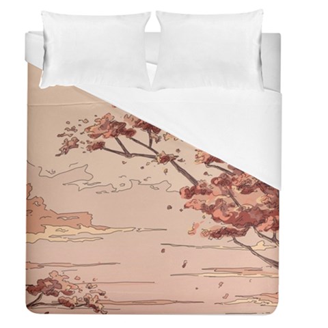 Pastel Nature , Art, Blue, Cute, Duvet Cover (Queen Size) from ArtsNow.com