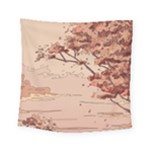 Pastel Nature , Art, Blue, Cute, Square Tapestry (Small)