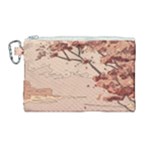 Pastel Nature , Art, Blue, Cute, Canvas Cosmetic Bag (Large)