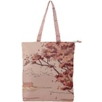 Pastel Nature , Art, Blue, Cute, Double Zip Up Tote Bag