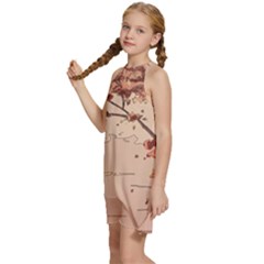 Kids  Halter Collar Waist Tie Chiffon Dress 