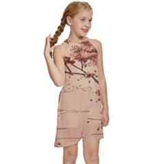 Kids  Halter Collar Waist Tie Chiffon Dress 