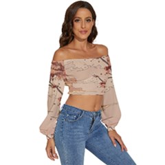 Long Sleeve Crinkled Weave Crop Top 